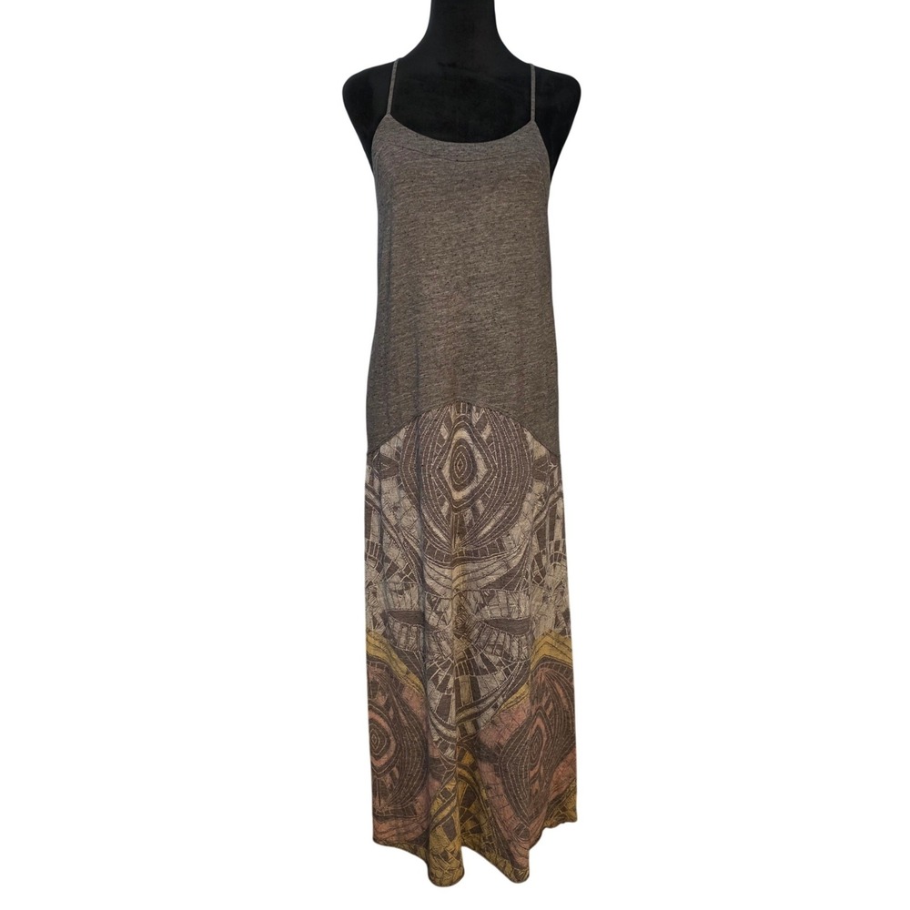 We The Free Free People Grey Tribal Print Maxi Dress XS Spaghetti Strap Boho